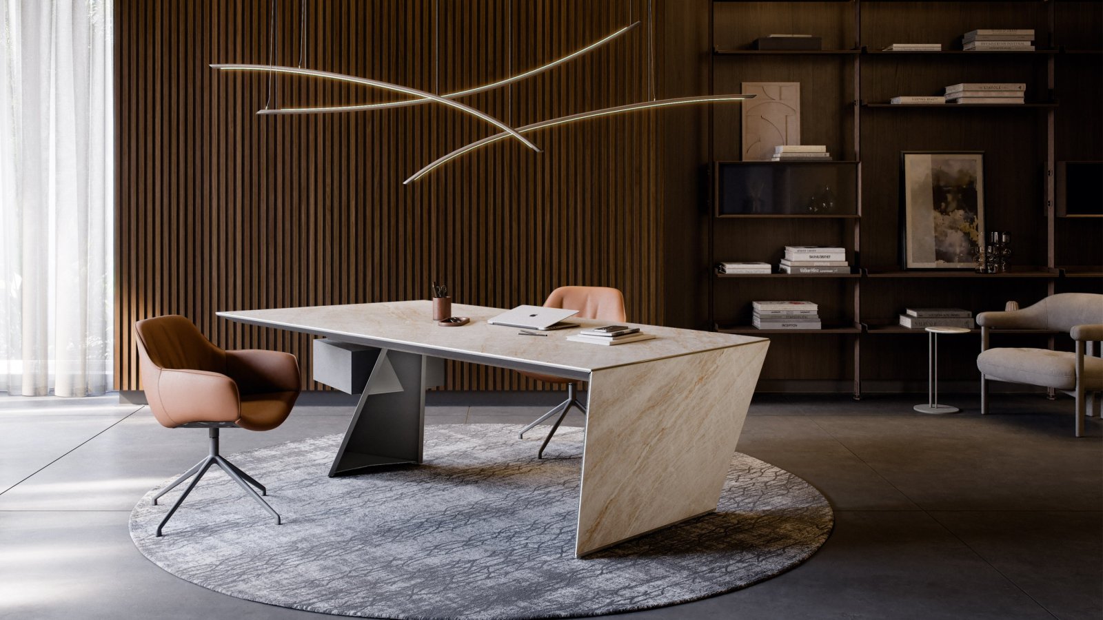 Designskrivbord Nasdaq från Cattelan Italia med diagonalt stålben