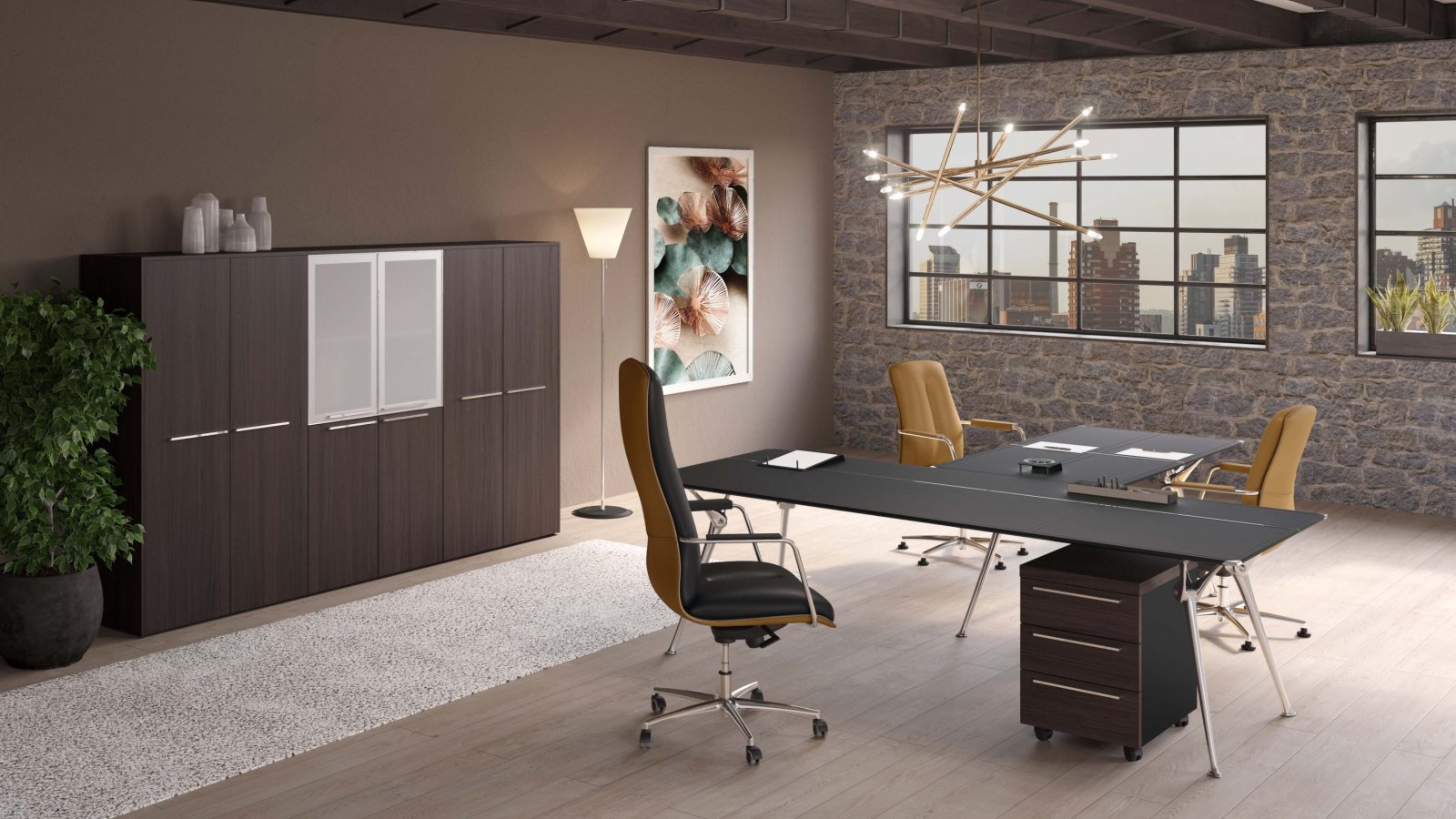 Designskrivbord Genesis från Codutti med skiva i ek betsad wengé
