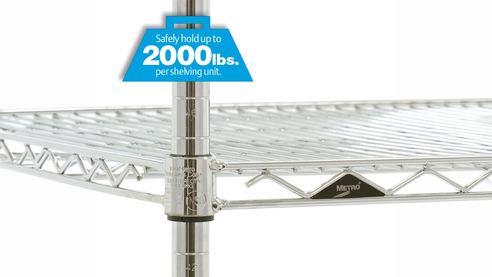 Super Erecta trådhylla från Metro i krom med justerbara hyllplan