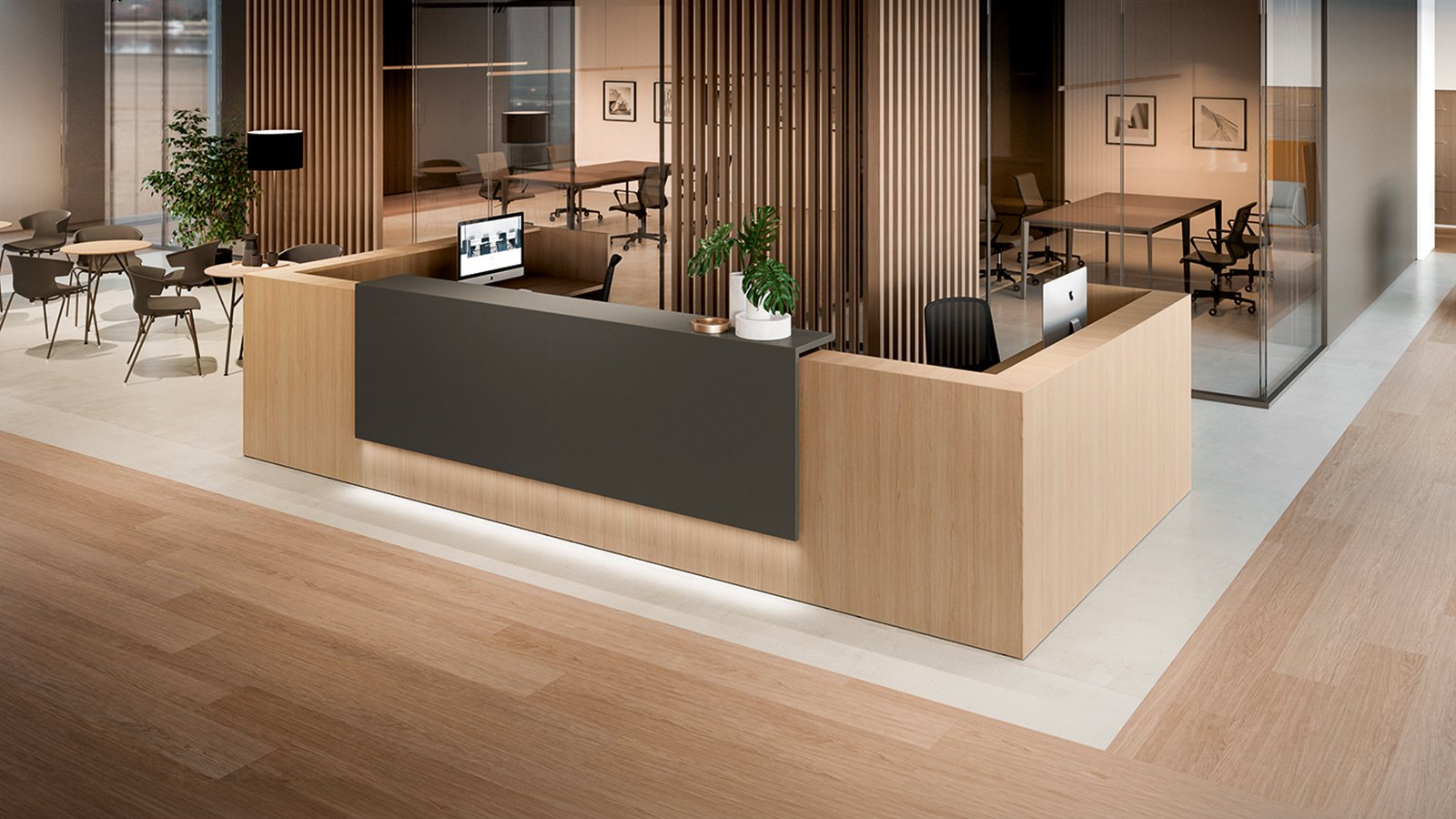 Receptionsdisk Z2 från Quadrifoglio i ljus träfinish