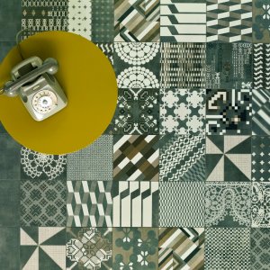 Detalj av Azulej moenstret Trevo fraan Mutina
