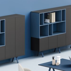 Bench för sex ur Lay-programmet med vit MDF-lampa