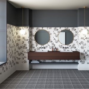 Chymia porslinsgolv från Mutina med svartvita texturer
