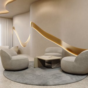 Push-pull-fronter utan handtag på Ginza Tower under stenskivan