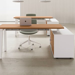 Arbetsplats E-Place från DVO Office på vitt A-stativ