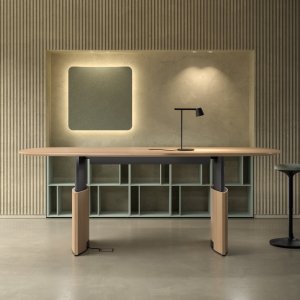 Böjt handtag under skivan på en Eleva sideboard