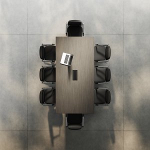 Elite skrivbord i Mörk Poppel med bärande hurts och svart frontpanel