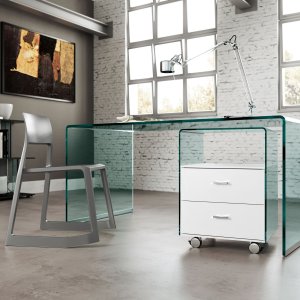Skrivbord Rialto från FIAM Italia i böjt glas