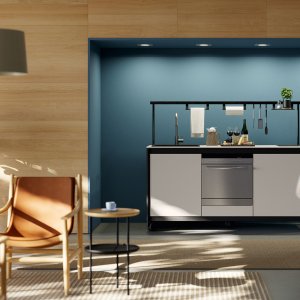 Tillbehörsskena med krokar på en Fluido kitchenette från Martex