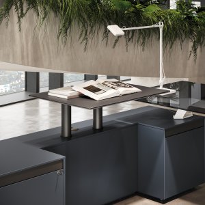 Skrivbord Spike i zebra brun marmorlook