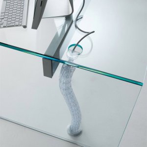 Air Desk med laminerad kristallskiva i läderlook