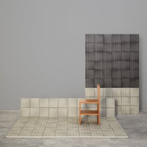 Aurore Charcoal och Light Blue Grid L lagda i kontrast