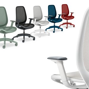 se:air Sedus salviagrön från sidan med 4D-armstöd och fotkryss i samma färg