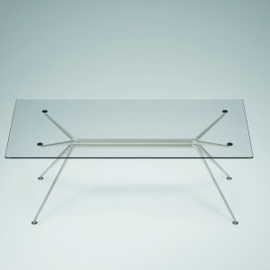 Designskrivbord Cosmos fraan Tecno med ryggrad av fyra aluminiumellipser