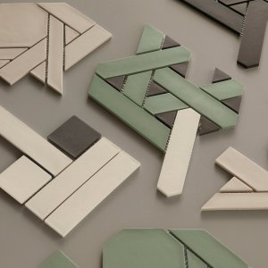 Badrum med Weaving mosaik i Grey
